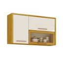 Ver imagem 2 de Armário Aéreo de Cozinha Demi 3 Portas com Vidro Reflecta Espresso Móveis Bege/Cinamomo/Off White Acetinado