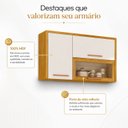 Ver imagem 5 de Armário Aéreo de Cozinha Demi 3 Portas com Vidro Reflecta Espresso Móveis Bege/Cinamomo/Off White Acetinado