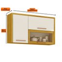 Ver imagem 3 de Armário Aéreo de Cozinha Demi 3 Portas com Vidro Reflecta Espresso Móveis Bege/Cinamomo/Off White Acetinado