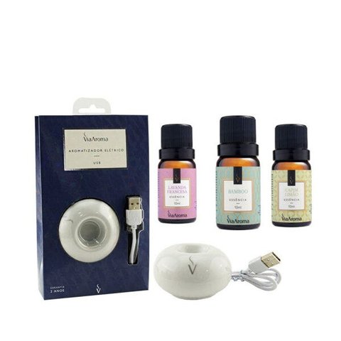 3 Essências 10ml VIA AROMA E AROMATIZADOR LED USB