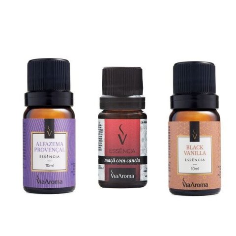 KIT 03 ESSENCIAS VIA AROMA 10 ML AROMATERAPIA