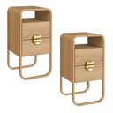 Ver imagem 1 de Kit 2 Mesas de Cabeceira Luna 30 Cm Pes Metalicos Hanover Dourado Artesano