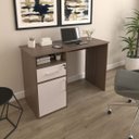 Ver imagem 1 de Escrivaninha Mesa Office com Gaveta e Armário Hall Ipê/branco