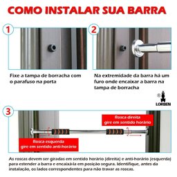 Barra Fixa de Porta para Exercício Flexão Crossfit Treino - 5