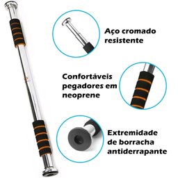 Barra Fixa de Porta para Exercício Flexão Crossfit Treino - 4