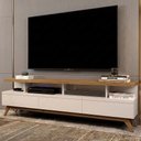 Ver imagem 2 de Rack Vivare Wood 1,80m Off White e Freijó para TV com Nichos e Design Moderno