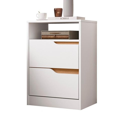 Mesa de Cabeceira Sole 2 Gavetas Branco/freijó (vistas Flex) - Abz