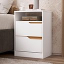 Ver imagem 2 de Mesa de Cabeceira Sole 2 Gavetas Branco/freijó (vistas Flex) - Abz
