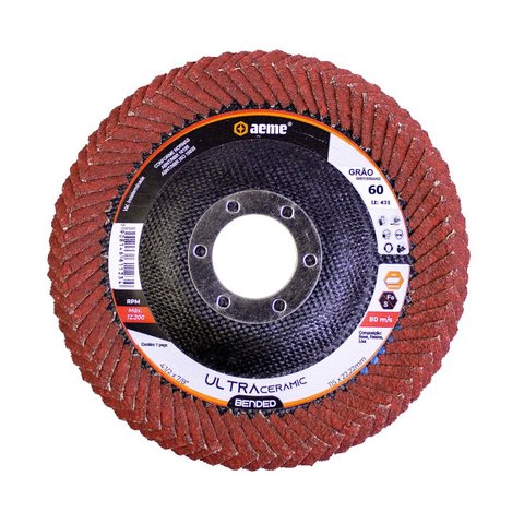 Disco Flap Aeme Ultra Ceramic Bended 4.1/2" (115mm) Grão 60