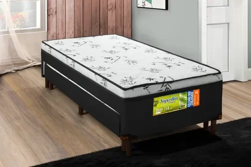 Cama Solteiro Super Box Premium Com Auxiliar Estofado D28 - LV