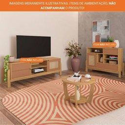 Mesa De Centro Redonda 100% Mdf Tampo Em Vidro Curve Artely Carvalho - 6