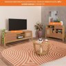 Mesa De Centro Redonda 100% Mdf Tampo Em Vidro Curve Artely Carvalho - 6