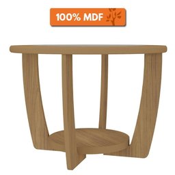 Mesa De Centro Redonda 100% Mdf Tampo Em Vidro Curve Artely Carvalho - 4