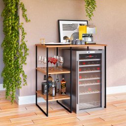 Aparador Estilo Industrial com Prateleiras para Adegas Grandes - 1 Aparador Estilo Industrial com Prateleiras para Adegas Grandes - 1