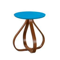 Mesa Bella de Canto com Tampo de Vidro Redonda Base de 60cm - Azul Turquesa Luka Decor - 1