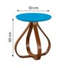 Mesa Bella de Canto com Tampo de Vidro Redonda Base de 60cm - Azul Turquesa Luka Decor - 2