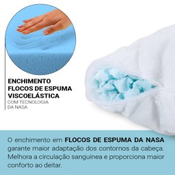 Kit 2 Travesseiros Flocos De Espuma Viscoelástica Antialérgico Macio NASA 50x70x14cm - BF Colchões - 2
