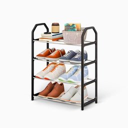 Sapateira Portátil Organizador 4 Prateleiras - Preto - 1