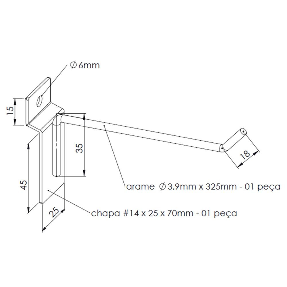 50 Gancho Expositor para Painel Canaletado 30cm Branco - 2