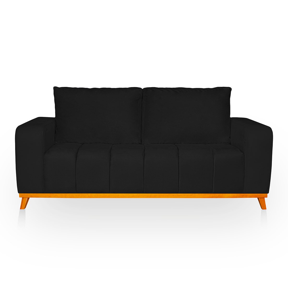 Sofá 3 Lugares Memphis Ultra Conforto em Madeira Maciça e Suede Preto - Jylcrom Jylcrom Store Sofá 3