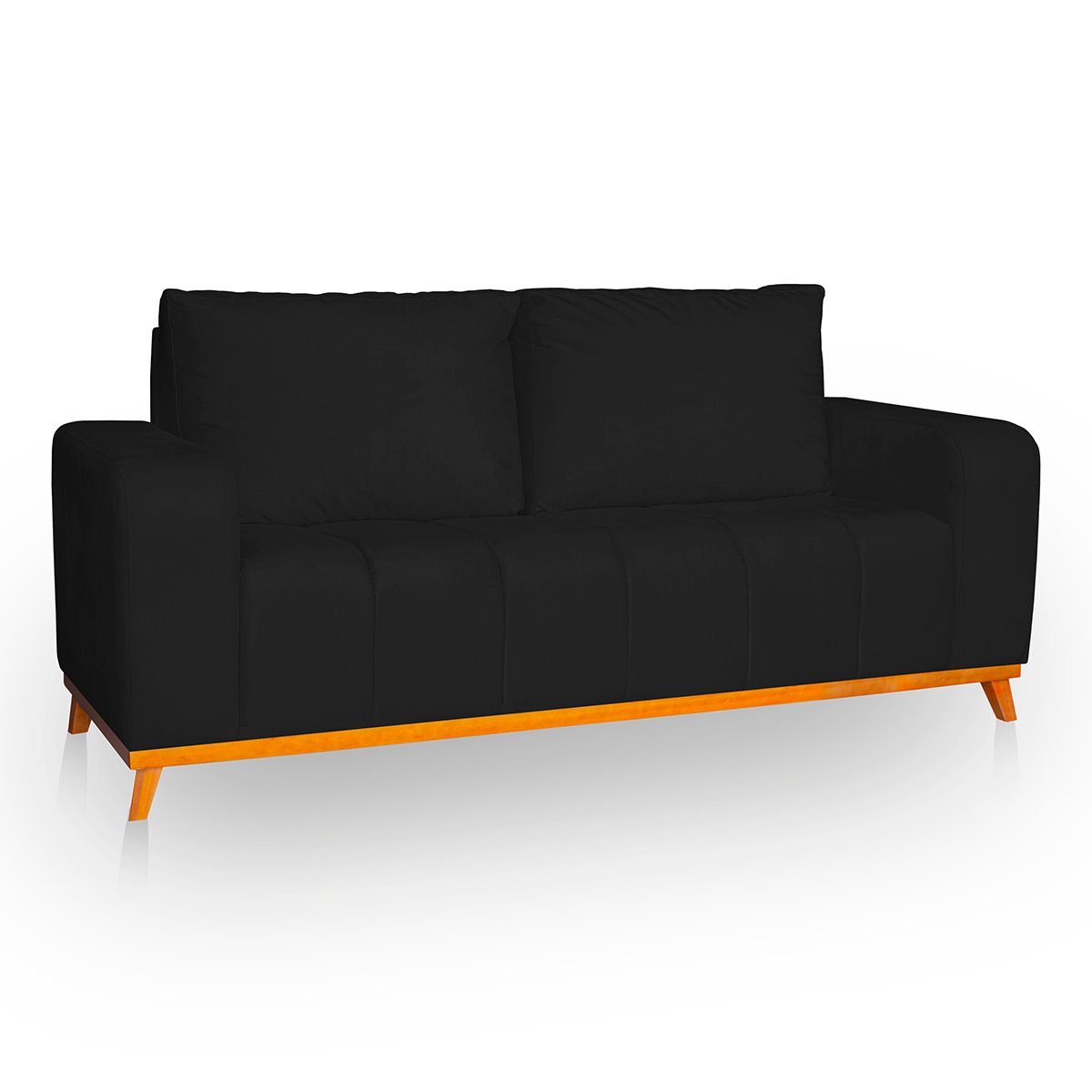 Sofá 3 Lugares Memphis Ultra Conforto em Madeira Maciça e Suede Preto - Jylcrom Jylcrom Store Sofá 3 - 5