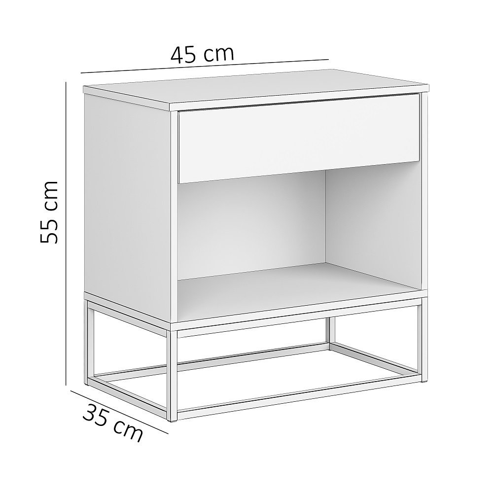 Mesa de Cabeceira Malta Cinza Moderna Estilo Industrial Base de Ferro Dourado - 3