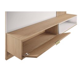 Painel Suspenso Tocantins 1.8 P/ Tv 65'' com Detalhes Ripados e Prateleira Off White Freijó - Colibr - 3