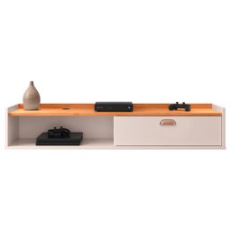 Rack Suspenso Tv 1.20 Home Decor Puxador Concha Nicho Decorativo Sala Quarto - Off White/cinamomo - 1