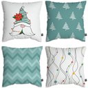 Ver imagem 1 de Capas De Almofada Natal Gnomo Azul 40x40 - Kit Com 4 Un