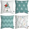 Capas De Almofada Natal Gnomo Azul 40x40 - Kit Com 4 Un - 1
