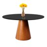 Mesa de Jantar Cone Base Mel 100 cm Tampo redondo Com Vidro Preto - 1