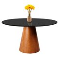 Ver imagem 1 de Mesa de Jantar Cone Base Mel 100 cm Tampo Redondo com Vidro Preto