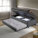 Ver imagem 3 de Bicama Box Baú Solteiro Linho Cinza 88x188 com Colchão Bogotá Molas Ultralastic Inducol