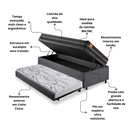 Ver imagem 5 de Bicama Box Baú Solteiro Linho Cinza 88x188 com Colchão Bogotá Molas Ultralastic Inducol