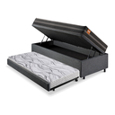 Ver imagem 4 de Bicama Box Baú Solteiro Linho Cinza 88x188 com Colchão Bogotá Molas Ultralastic Inducol