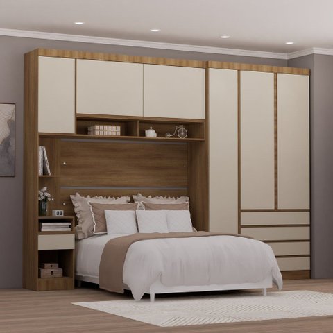 Guarda Roupa Dormitório Modulado Veneza Casal 1,38 m Avelã e Arenas Luciane M02
