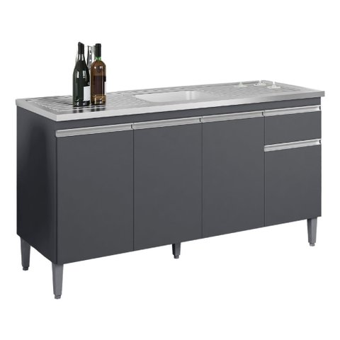 Balcão Tatiane P/cozinha 150cm 4 Portas 1 Gaveta - Ajl Móveis