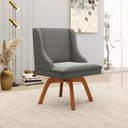 Ver imagem 2 de Kit 6 Cadeiras Decorativas Sala de Jantar Base Giratória de Madeira Firenze Pu Branco Fosco/natural