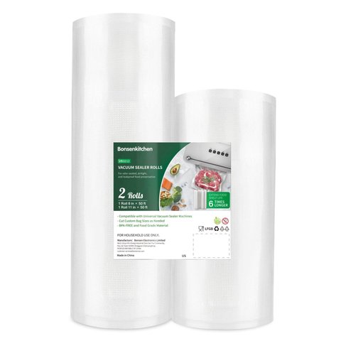 Rolos para Seladora a Vácuo Bonsenkitchen, 2 Unidades (20cm X 15m e 28cm X 15m), Bpa-free