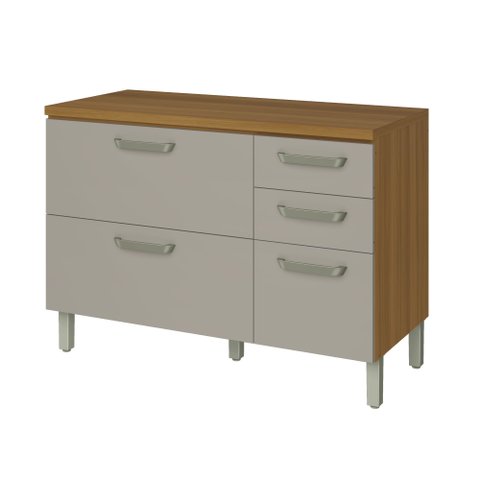 Balcão de Cozinha 3 Portas 3 Gavetas 120cm Freijó/Off White Princesa Nesher