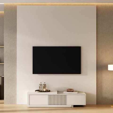 Rack Extensível Ripado com Painel TV até 75 Polegadas 200CMX250CM Aruá CabeCasa MadeiraOriginals
