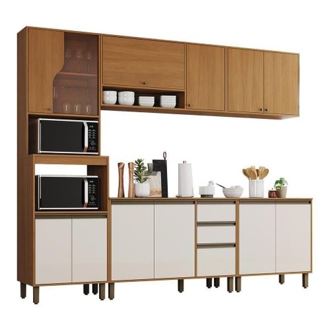 Cozinha Venaly 5 Peças 12 Portas 2 Gavetas MDF-MDP 263cm Móveis Henn