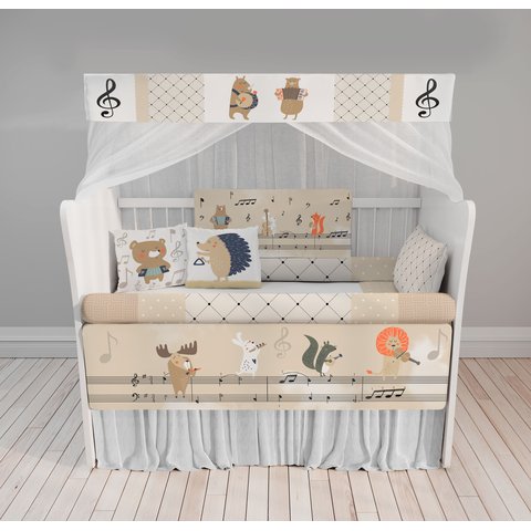 Kit Berço infantil safári música animais para quarto de bebê KT24