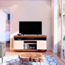 Ver imagem 1 de Rack Bancada Yara TV até 55 Polegadas com 2 Portas Nogueira/Off White para Sala