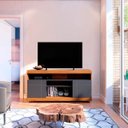 Ver imagem 1 de Rack Bancada Yara TV até 55 Polegadas com 2 Portas Noce/Preto para Sala
