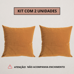 Kit 2 Capa Almofada Veludo Lisa 48x48 Ziper - Bronze - 4