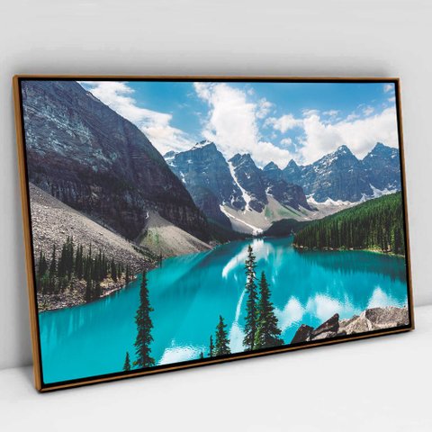 Quadro Decorativo Paisagem em tela Canvas TACOLADO PAPEL DE PAREDE Moldura Flutuante 4,5cm Freijó 12