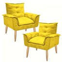 Ver imagem 1 de Kit 2 Poltrona Lívia Cadeira Decorativa Suede Amarelo para Sala Escritório Recepção - Mm Decor