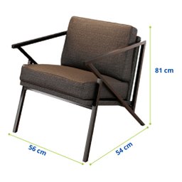 Poltrona Decorativa Recepção Consultório Sala Estar Escritorio Clinica Quarto Estofada Metal - 2
