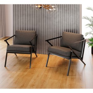 Poltrona Decorativa Recepção Consultório Sala Estofada Metal